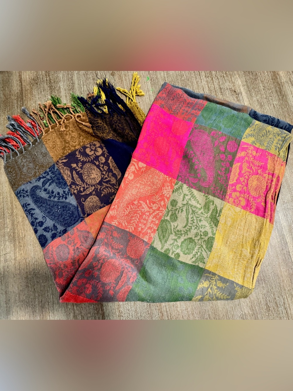 Multicolor Patchwork Pashmina Cashmere Scarf